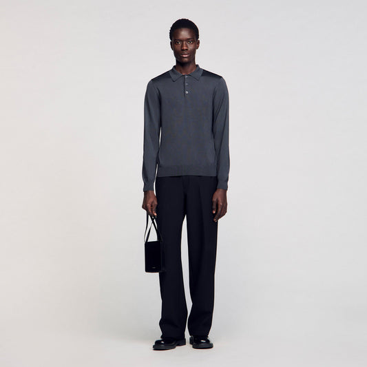 Sandro Ribbed polo shirt Fonte