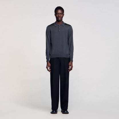 Sandro Ribbed polo shirt Fonte