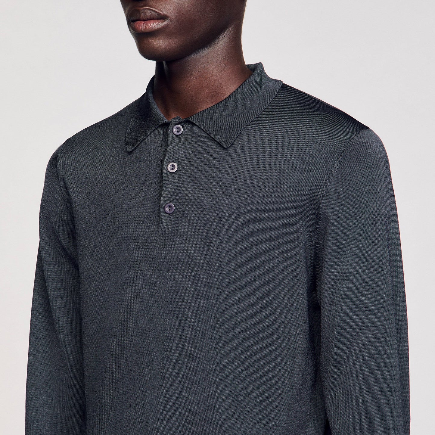 Sandro Ribbed polo shirt Fonte