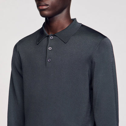 Sandro Ribbed polo shirt Fonte