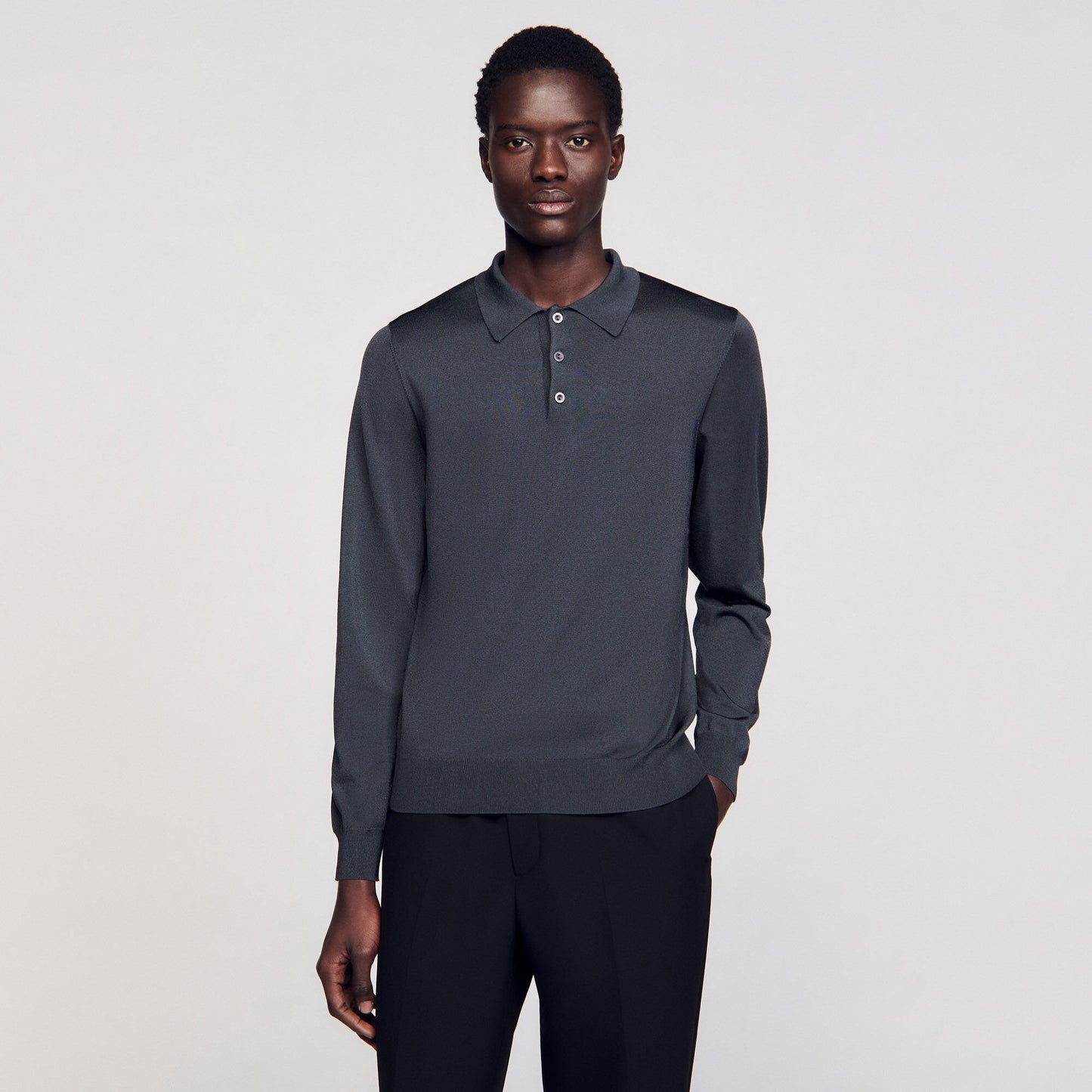 Sandro Ribbed polo shirt Fonte