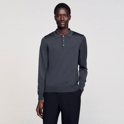 Sandro Ribbed polo shirt Fonte