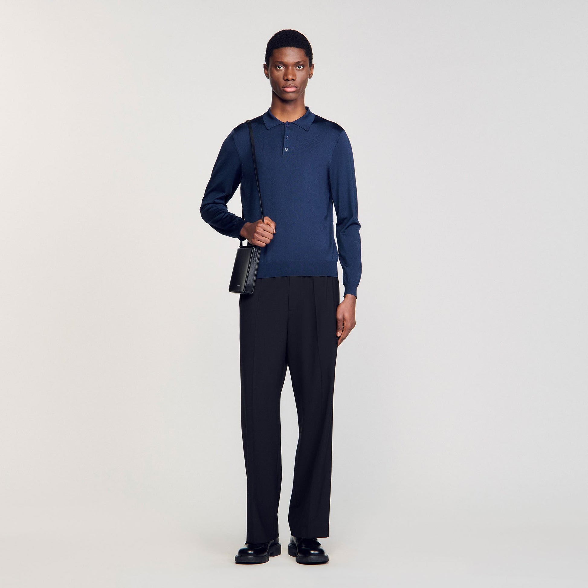 Sandro Ribbed polo shirt Royal Blue