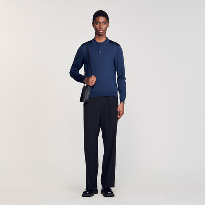 Sandro Ribbed polo shirt Royal Blue