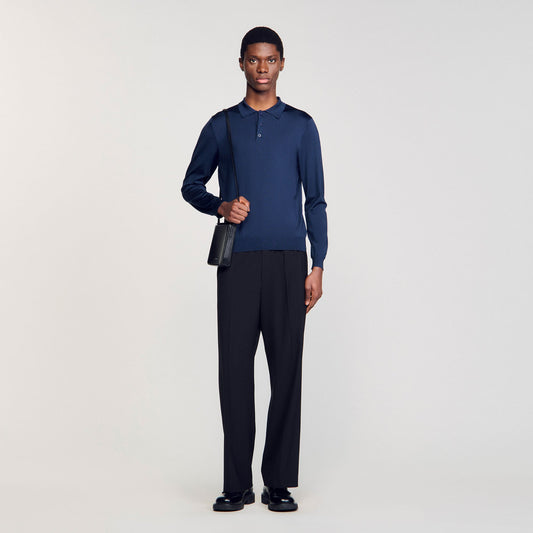Sandro Ribbed polo shirt Royal Blue