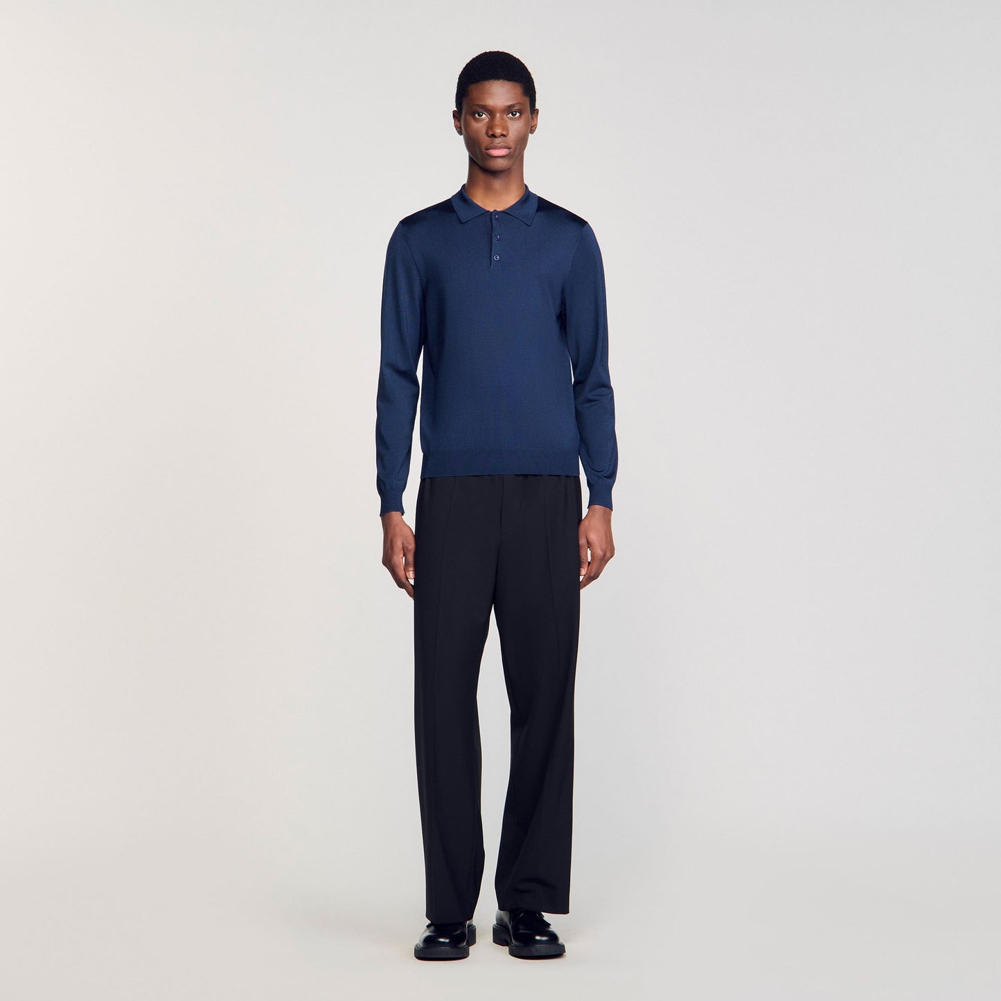 Sandro Ribbed polo shirt Royal Blue
