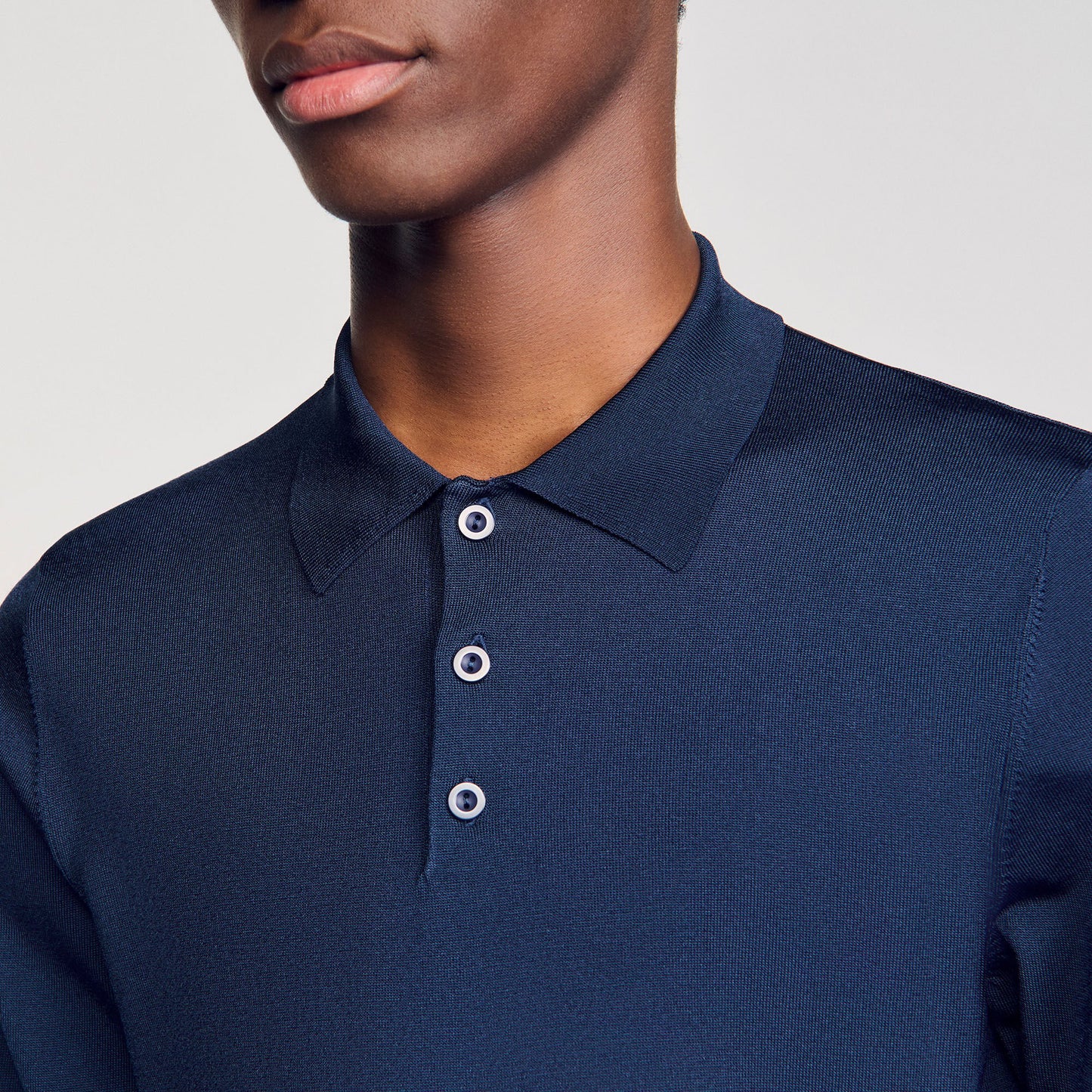 Sandro Ribbed polo shirt Royal Blue