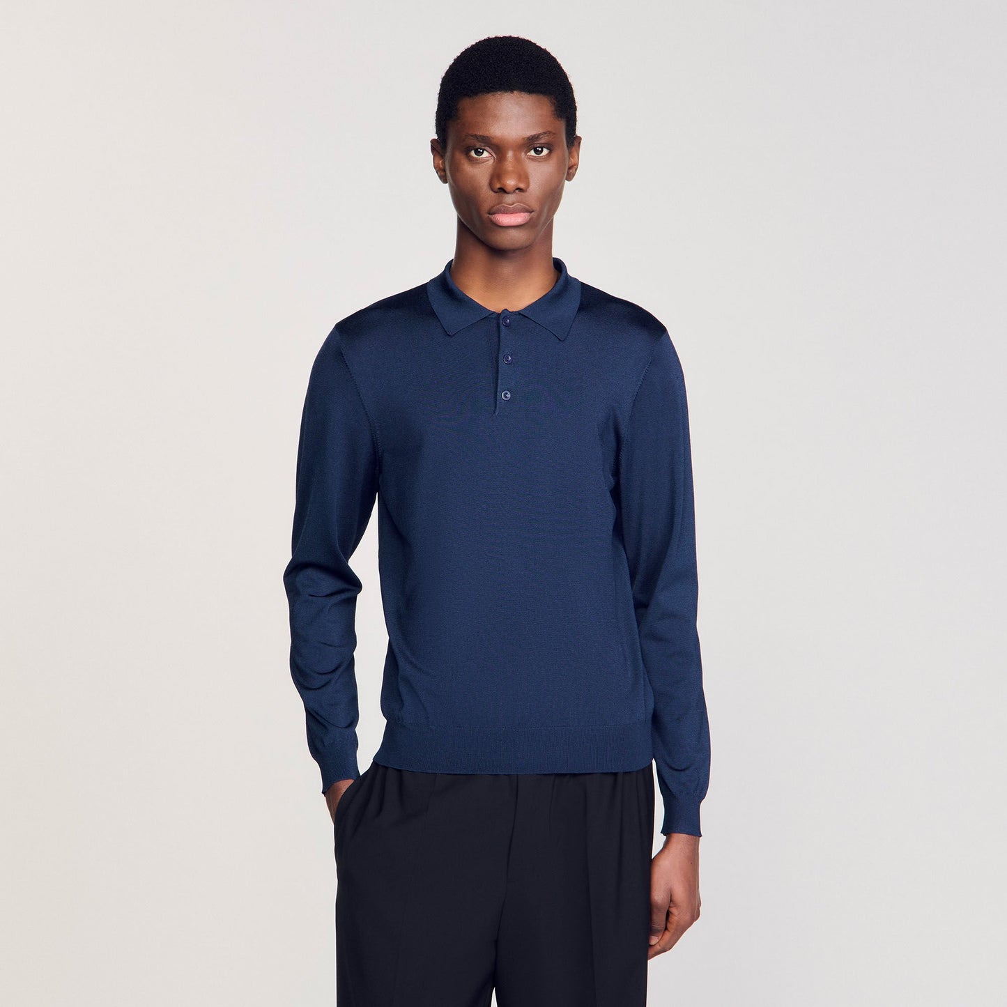 Sandro Ribbed polo shirt Royal Blue