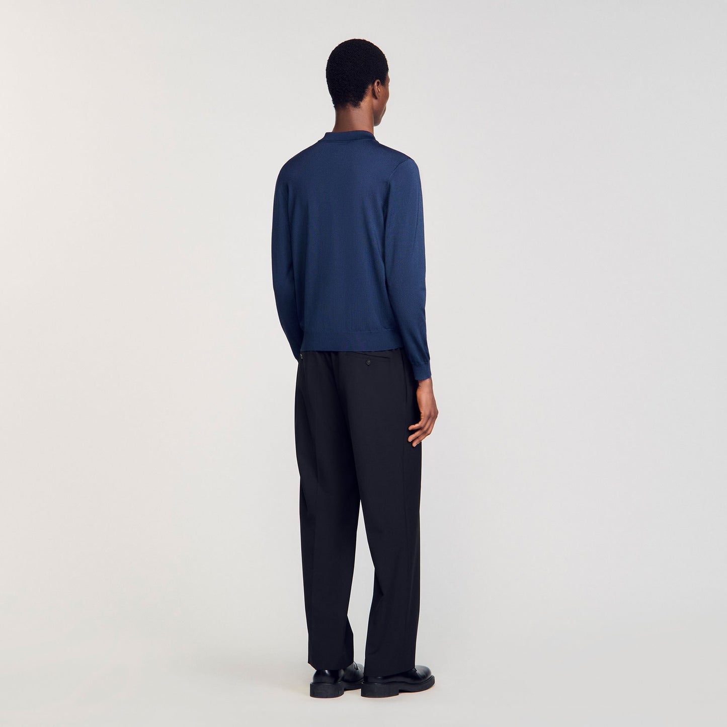 Sandro Ribbed polo shirt Royal Blue