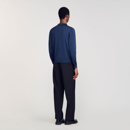 Sandro Ribbed polo shirt Royal Blue