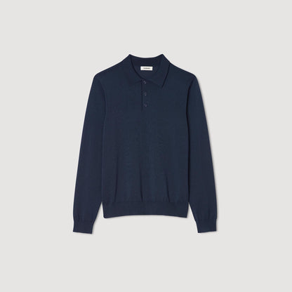 Sandro Ribbed polo shirt Royal Blue