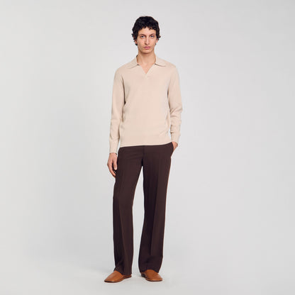 Sandro Knit polo shirt Oats