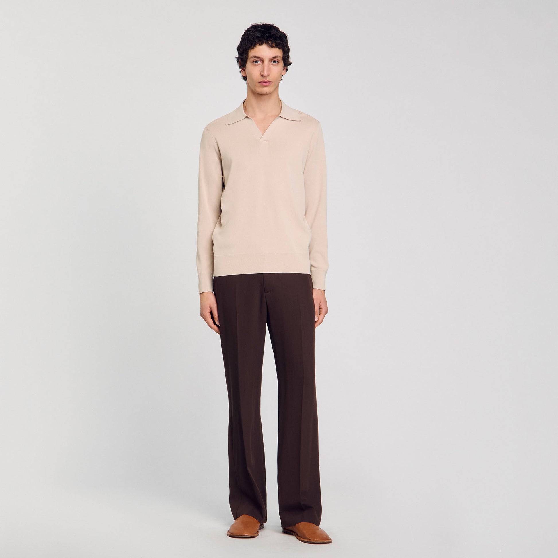 Sandro Knit polo shirt Oats