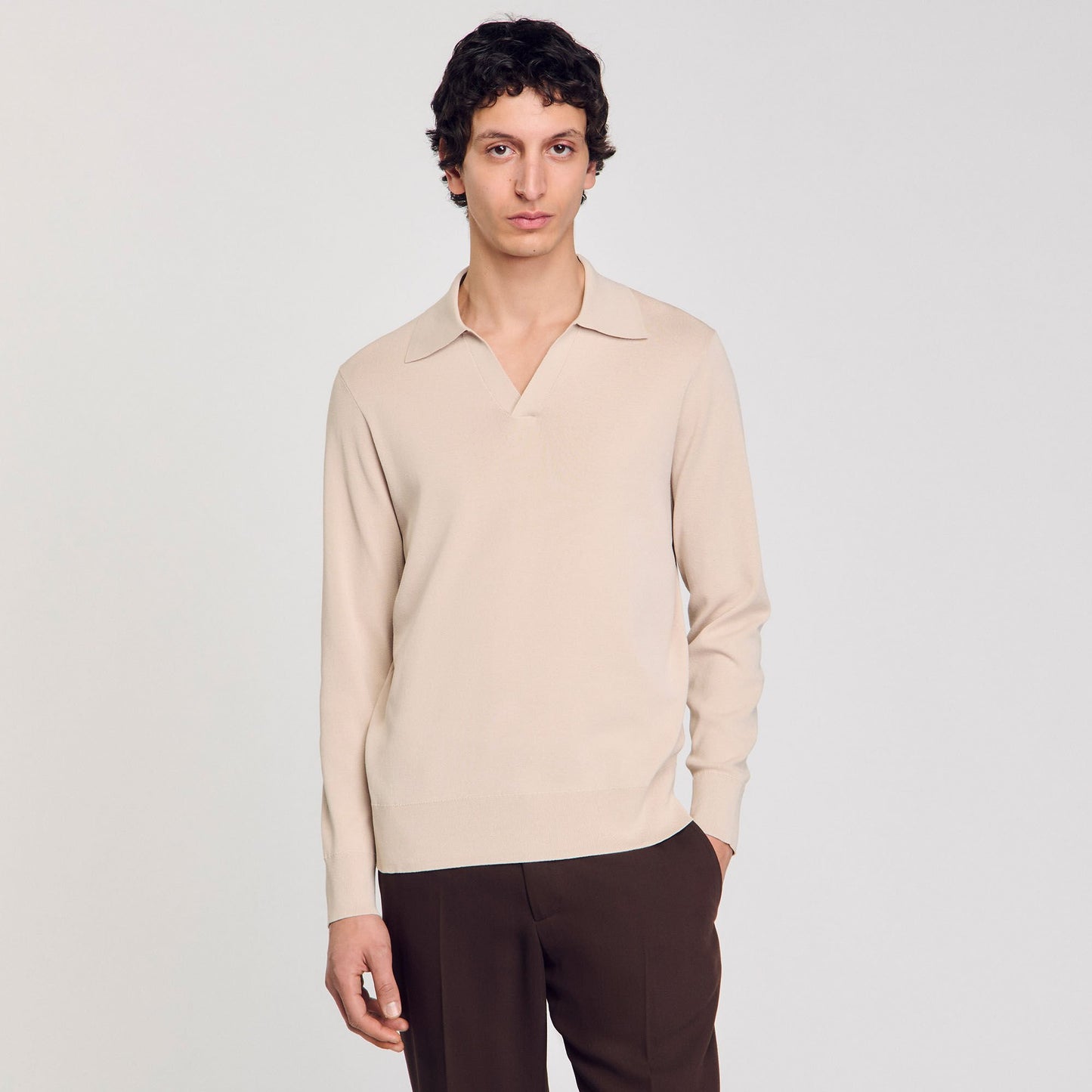 Sandro Knit polo shirt Oats