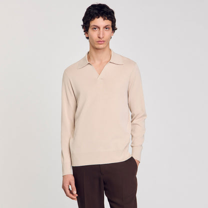 Sandro Knit polo shirt Oats