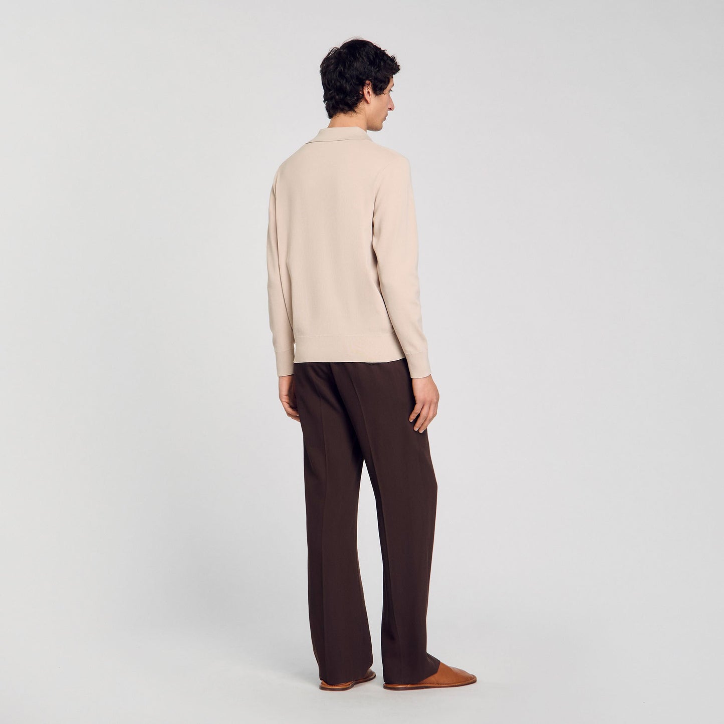 Sandro Knit polo shirt Oats