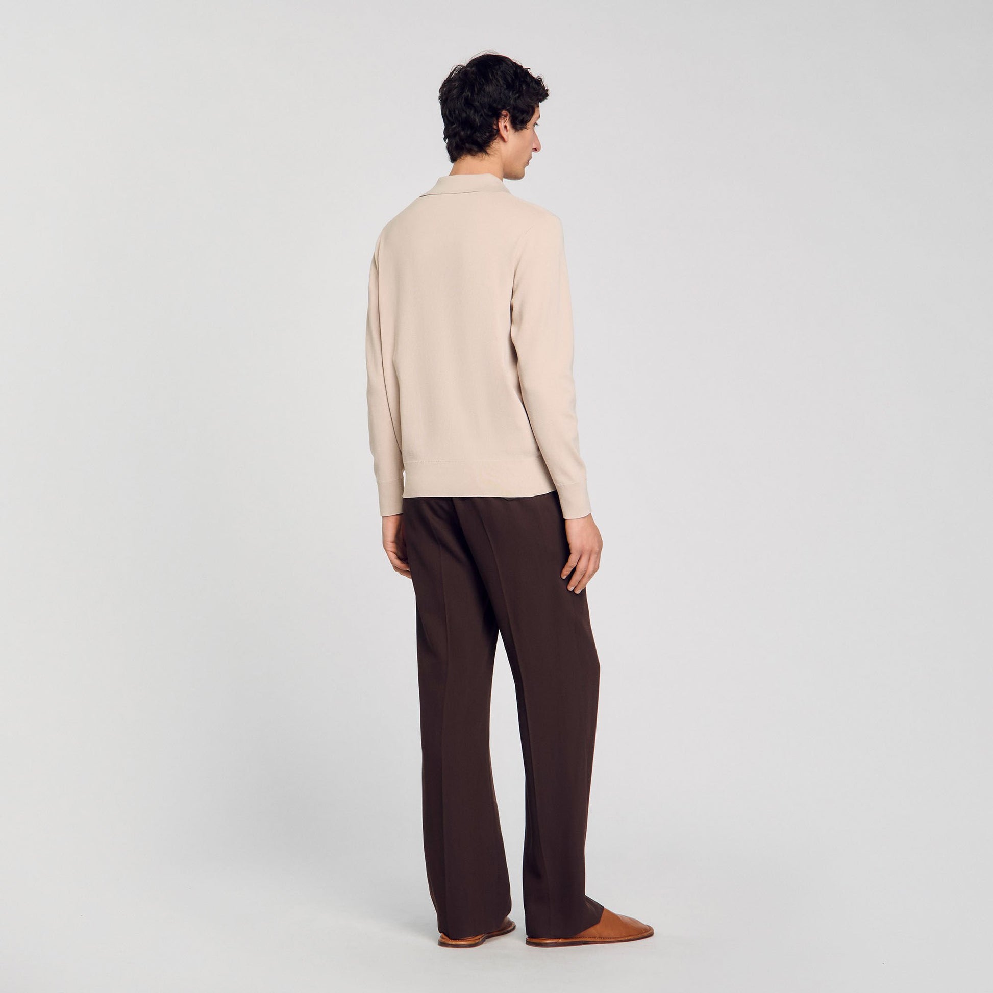 Sandro Knit polo shirt Oats