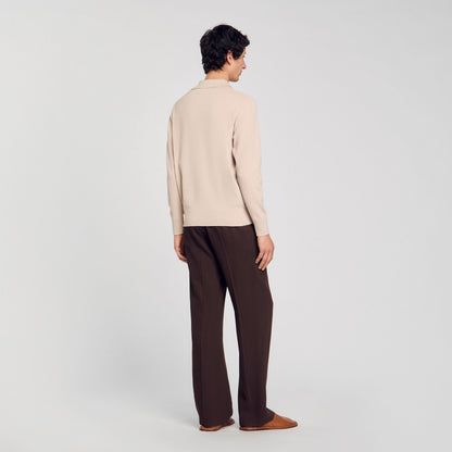 Sandro Knit polo shirt Oats
