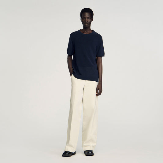 Sandro Fine knit T-shirt Navy Blue
