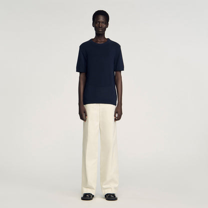 Sandro Fine knit T-shirt Navy Blue