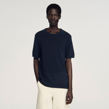 Sandro Fine knit T-shirt Navy Blue