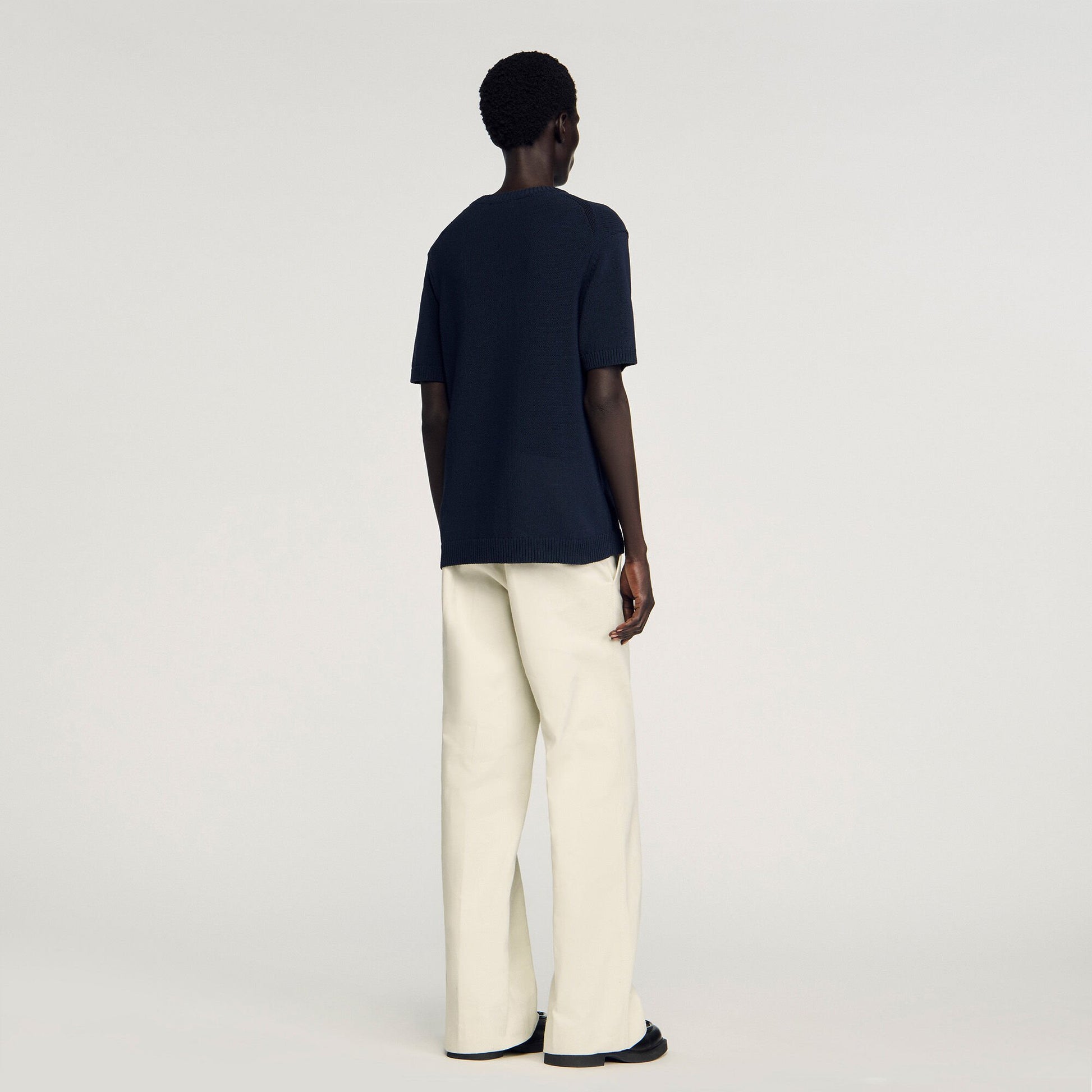 Sandro Fine knit T-shirt Navy Blue