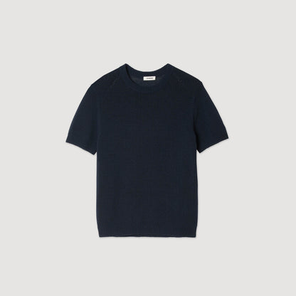 Sandro Fine knit T-shirt Navy Blue