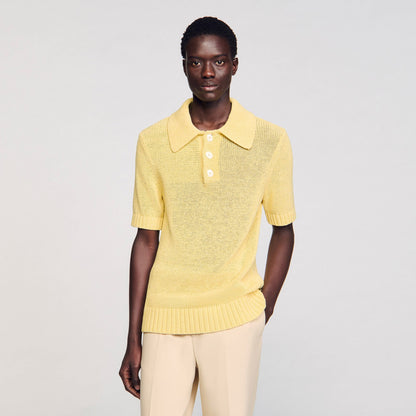 Sandro Knit polo shirt Yellow