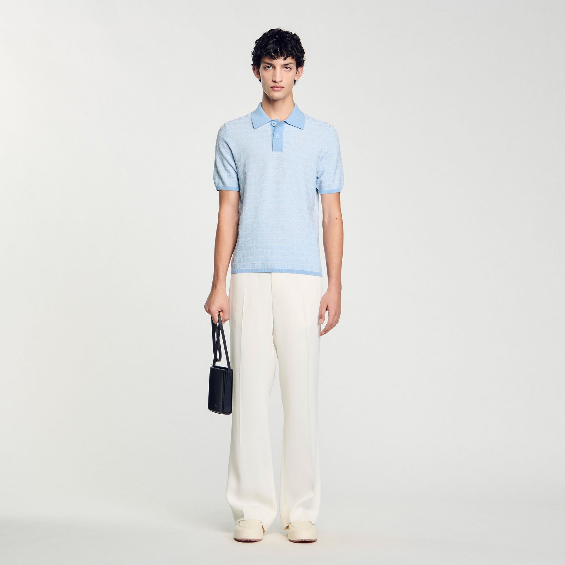 Sandro Square Cross polo shirt Blue Sky