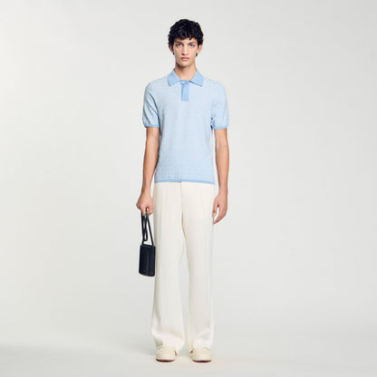 Sandro Square Cross polo shirt Blue Sky