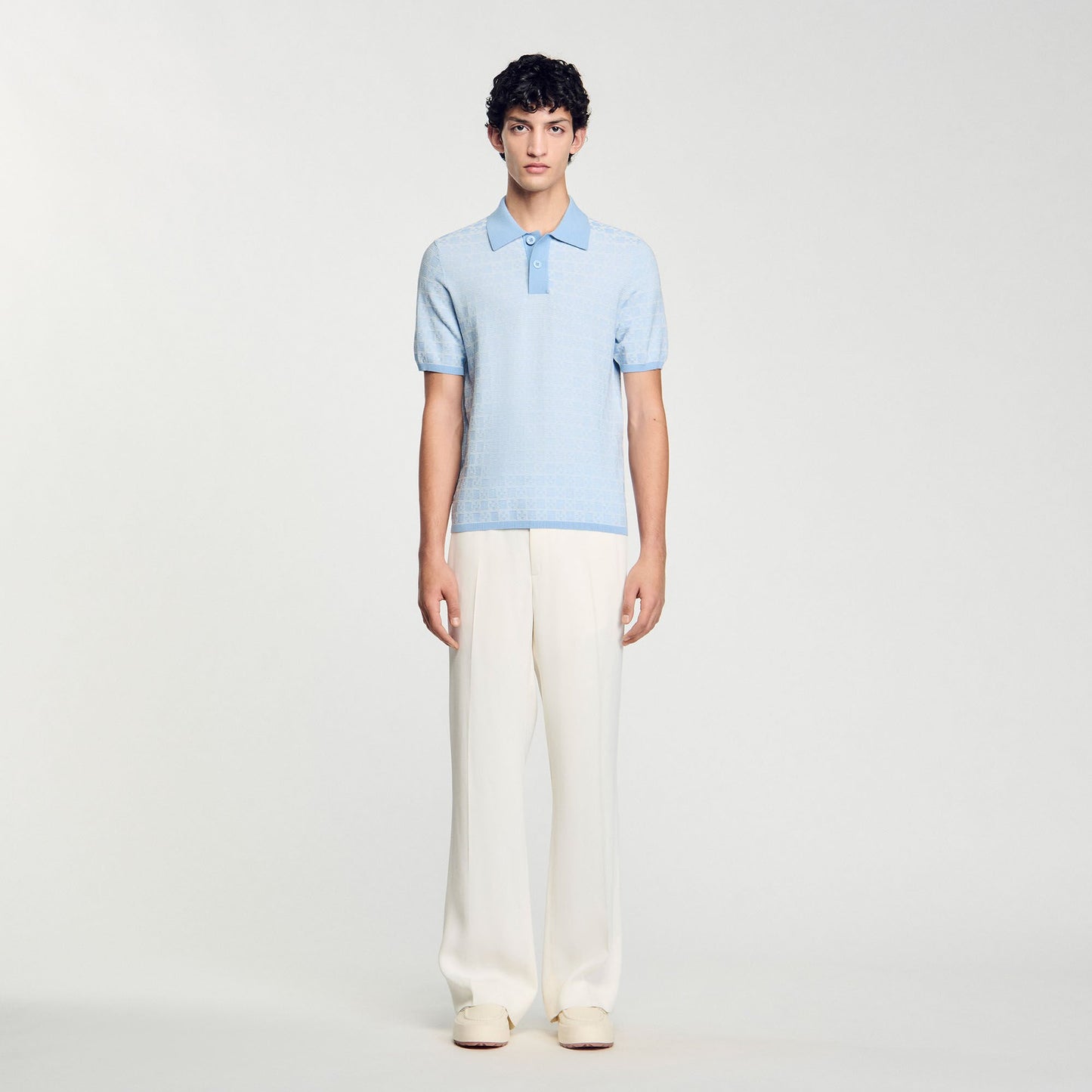 Sandro Square Cross polo shirt Blue Sky
