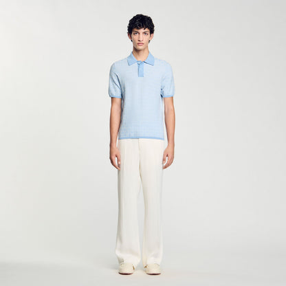 Sandro Square Cross polo shirt Blue Sky