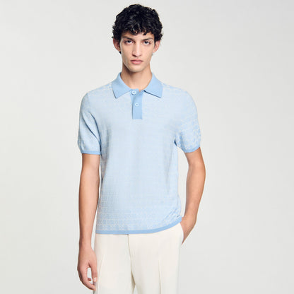 Sandro Square Cross polo shirt Blue Sky