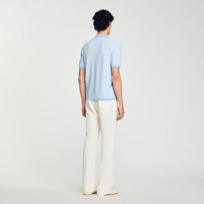 Sandro Square Cross polo shirt Blue Sky