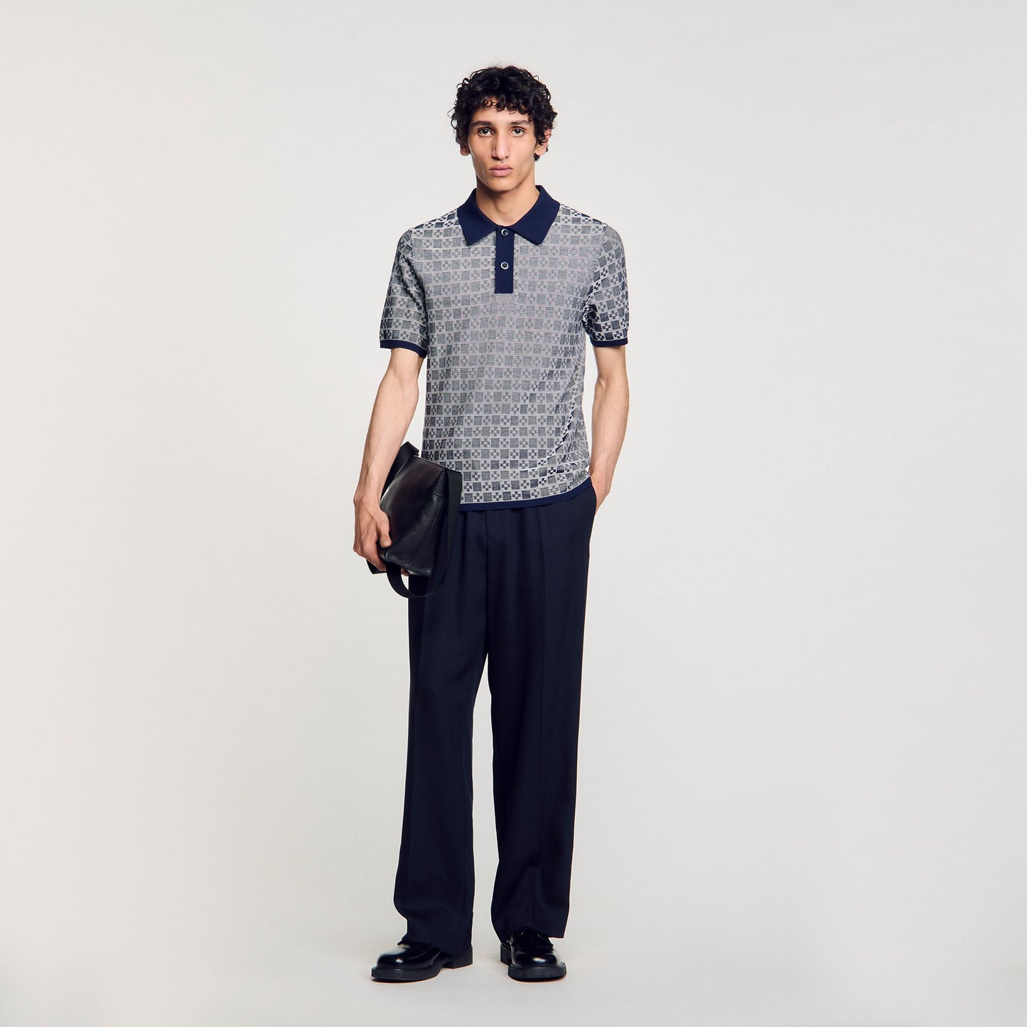 Sandro Square Cross polo shirt Navy Blue