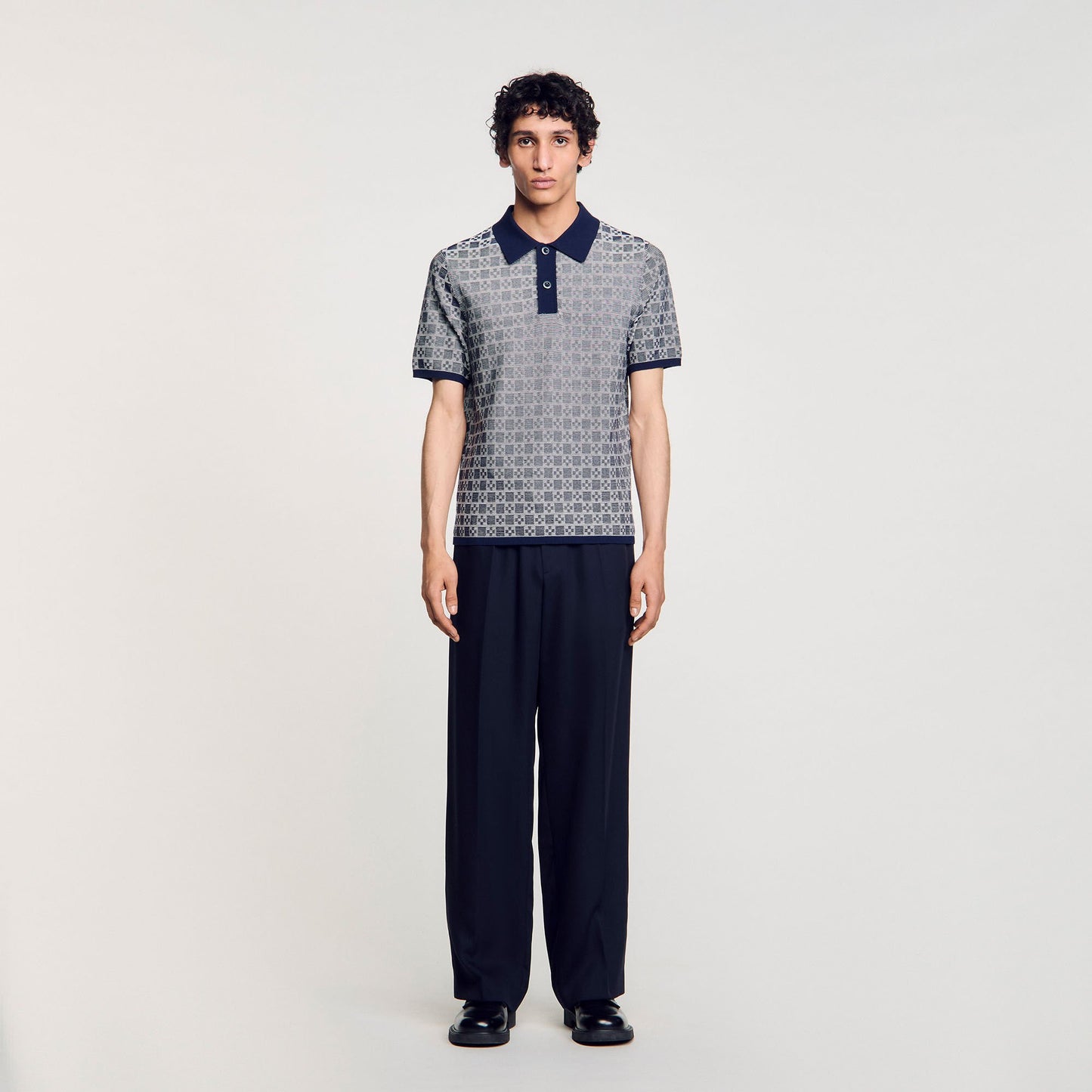Sandro Square Cross polo shirt Navy Blue