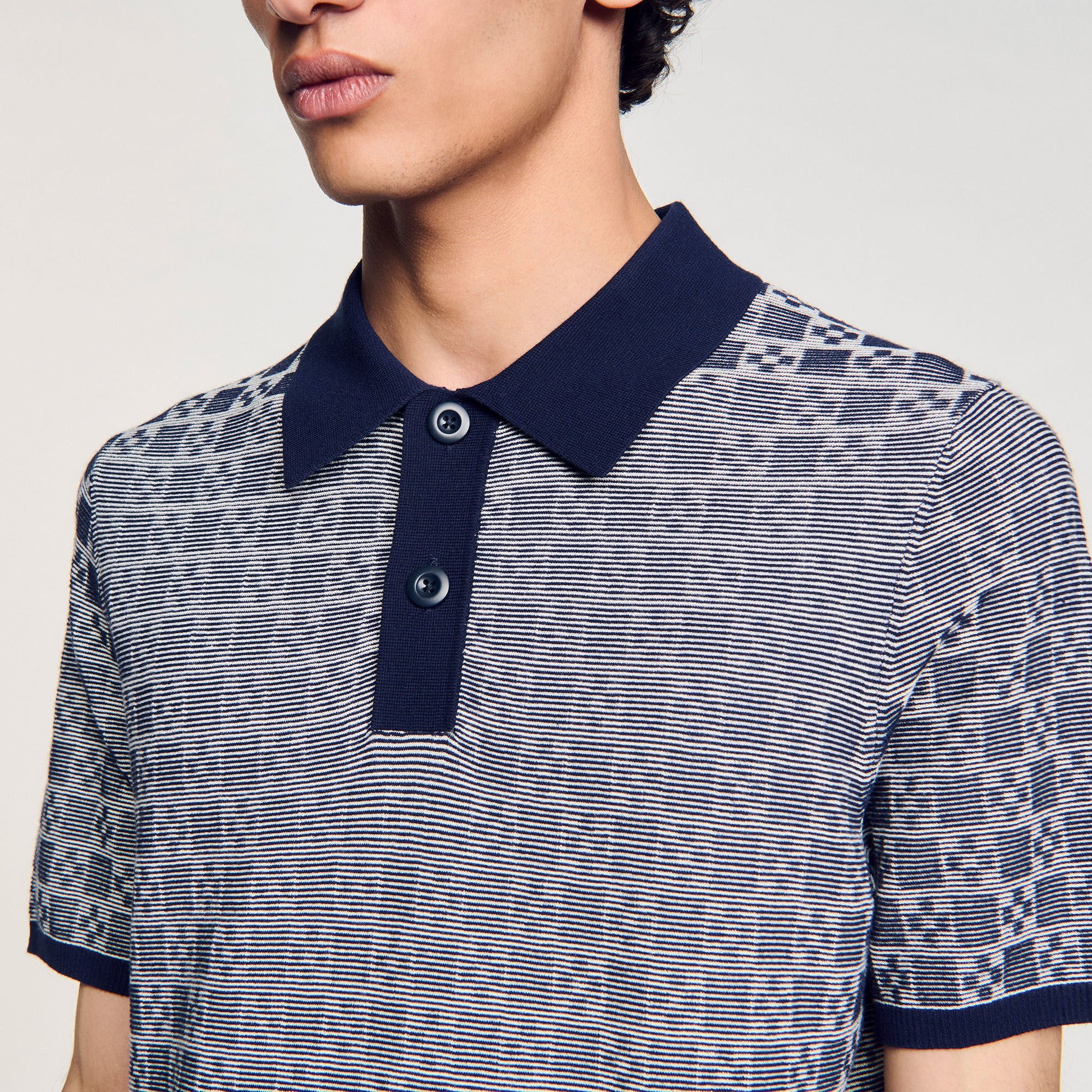 Sandro Square Cross polo shirt Navy Blue
