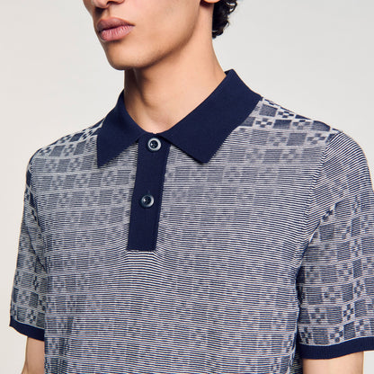 Sandro Square Cross polo shirt Navy Blue