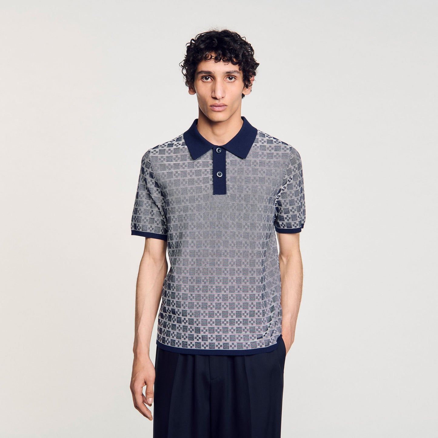 Sandro Square Cross polo shirt Navy Blue