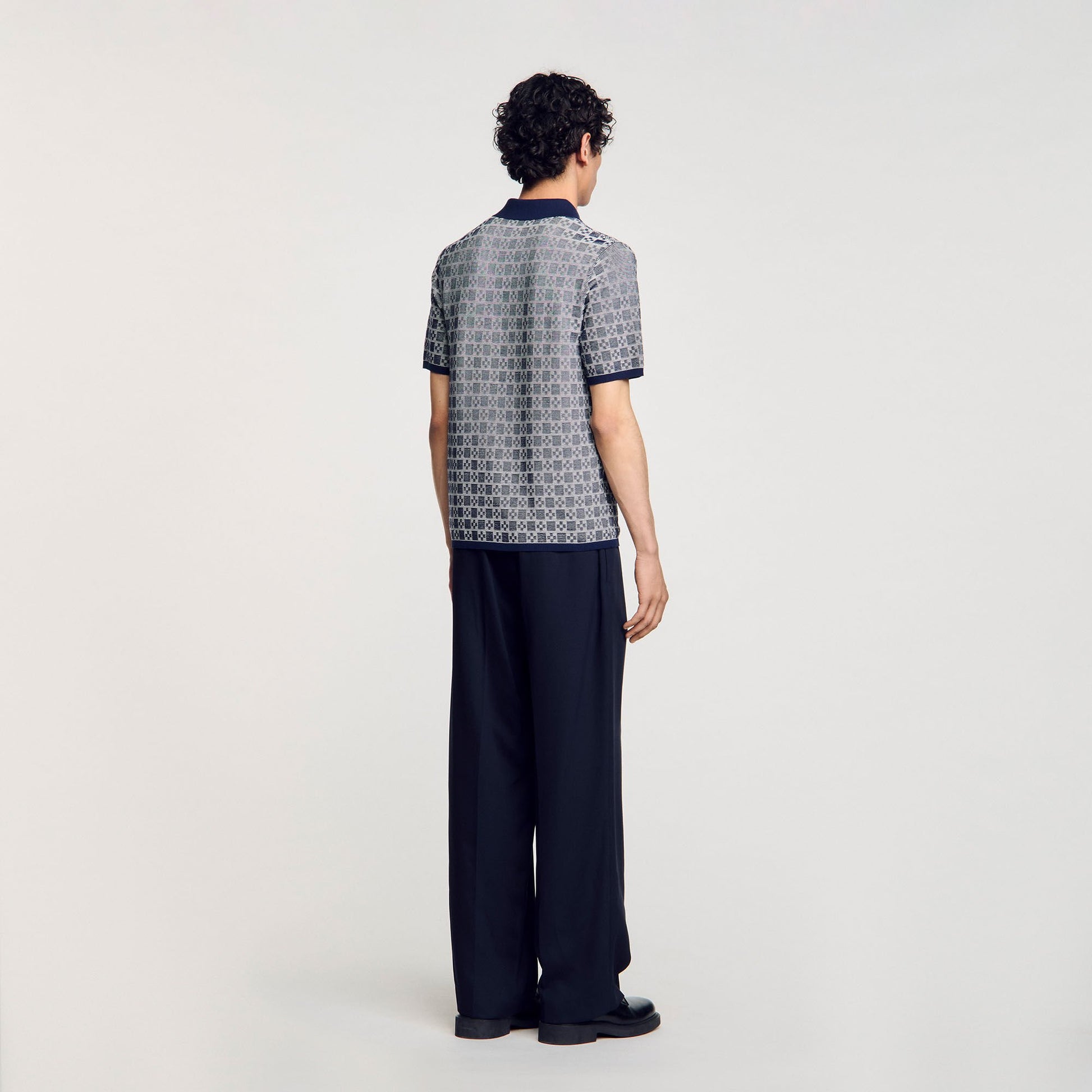 Sandro Square Cross polo shirt Navy Blue