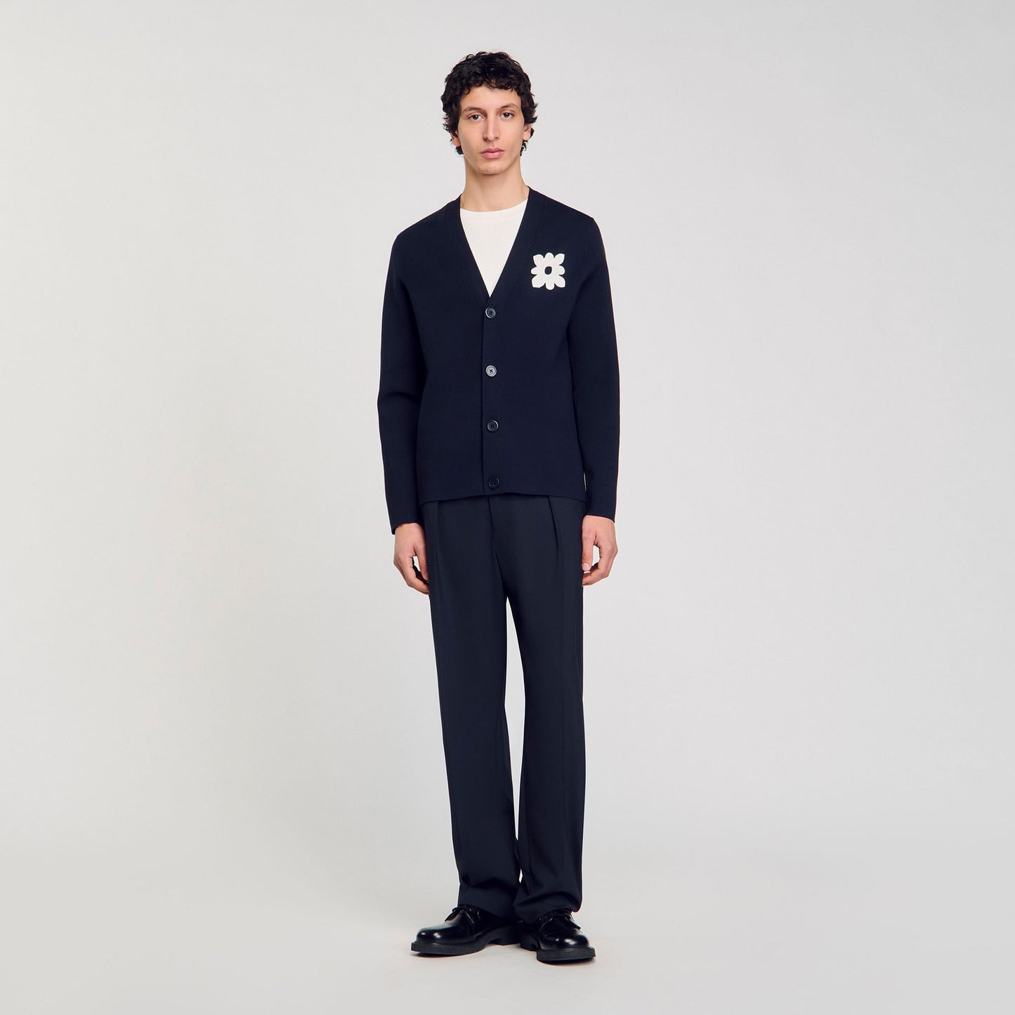 Sandro Cardigan with flower detail Navy Blue
