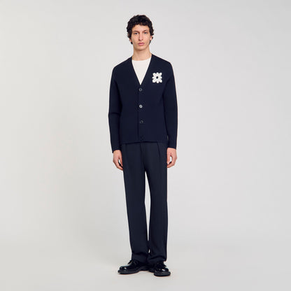 Sandro Cardigan with flower detail Navy Blue