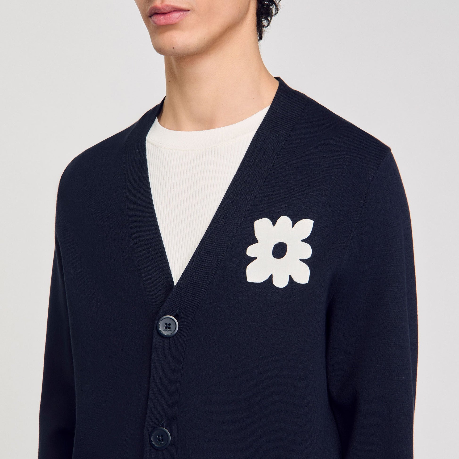 Sandro Cardigan with flower detail Navy Blue