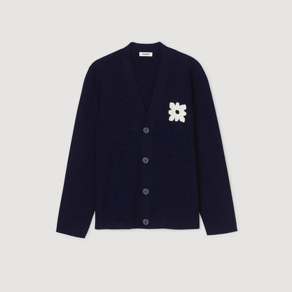 Sandro Cardigan with flower detail Navy Blue