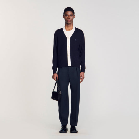 Sandro Cardigan with patches Navy Blue