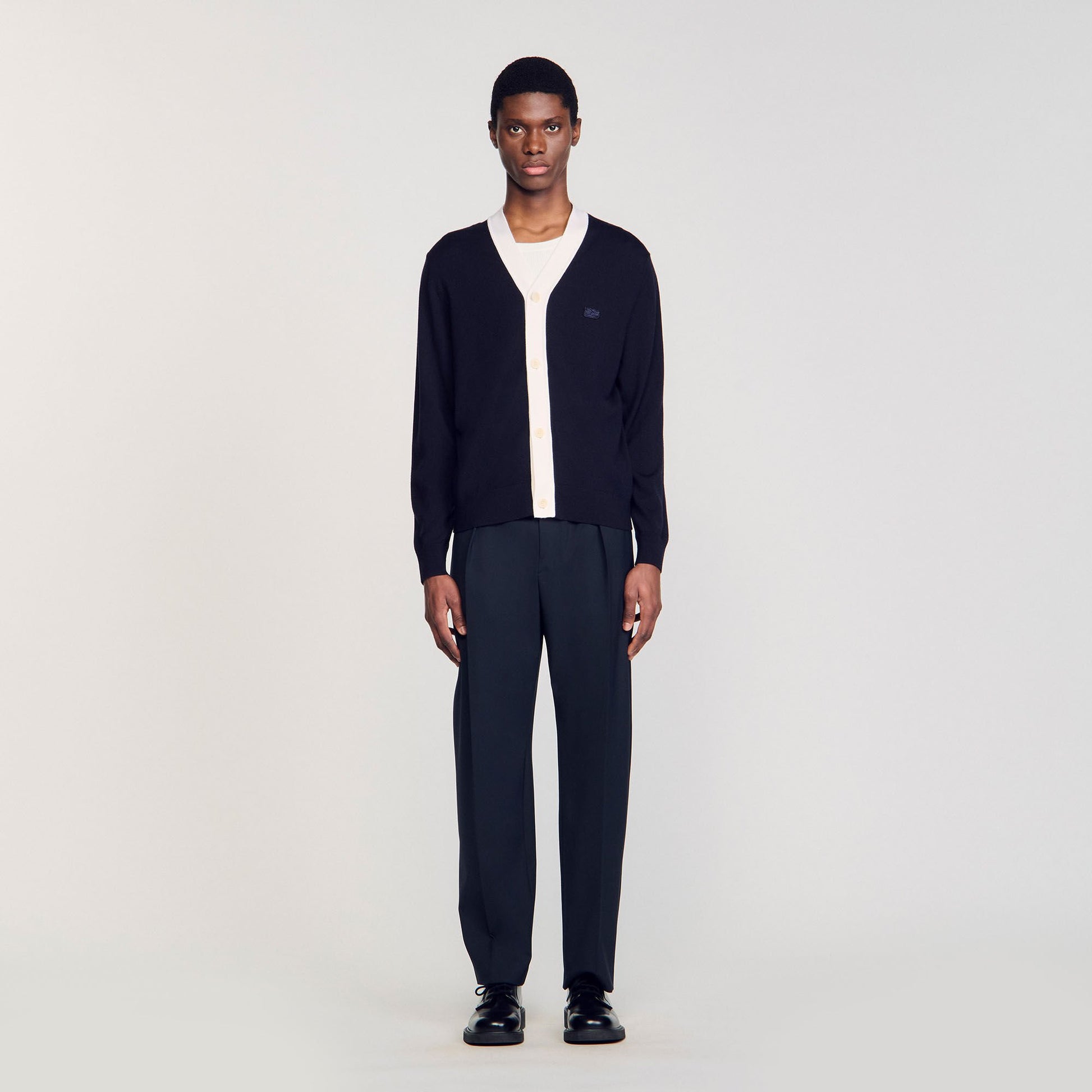 Sandro Cardigan with patches Navy Blue