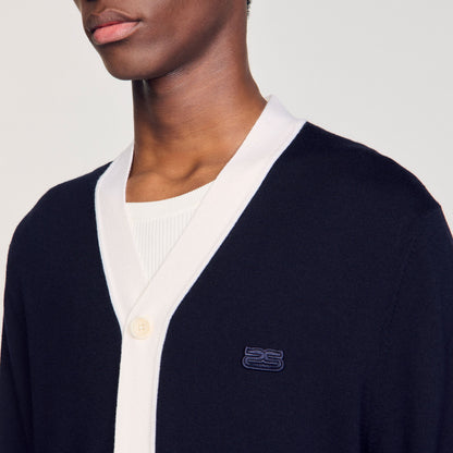 Sandro Cardigan with patches Navy Blue