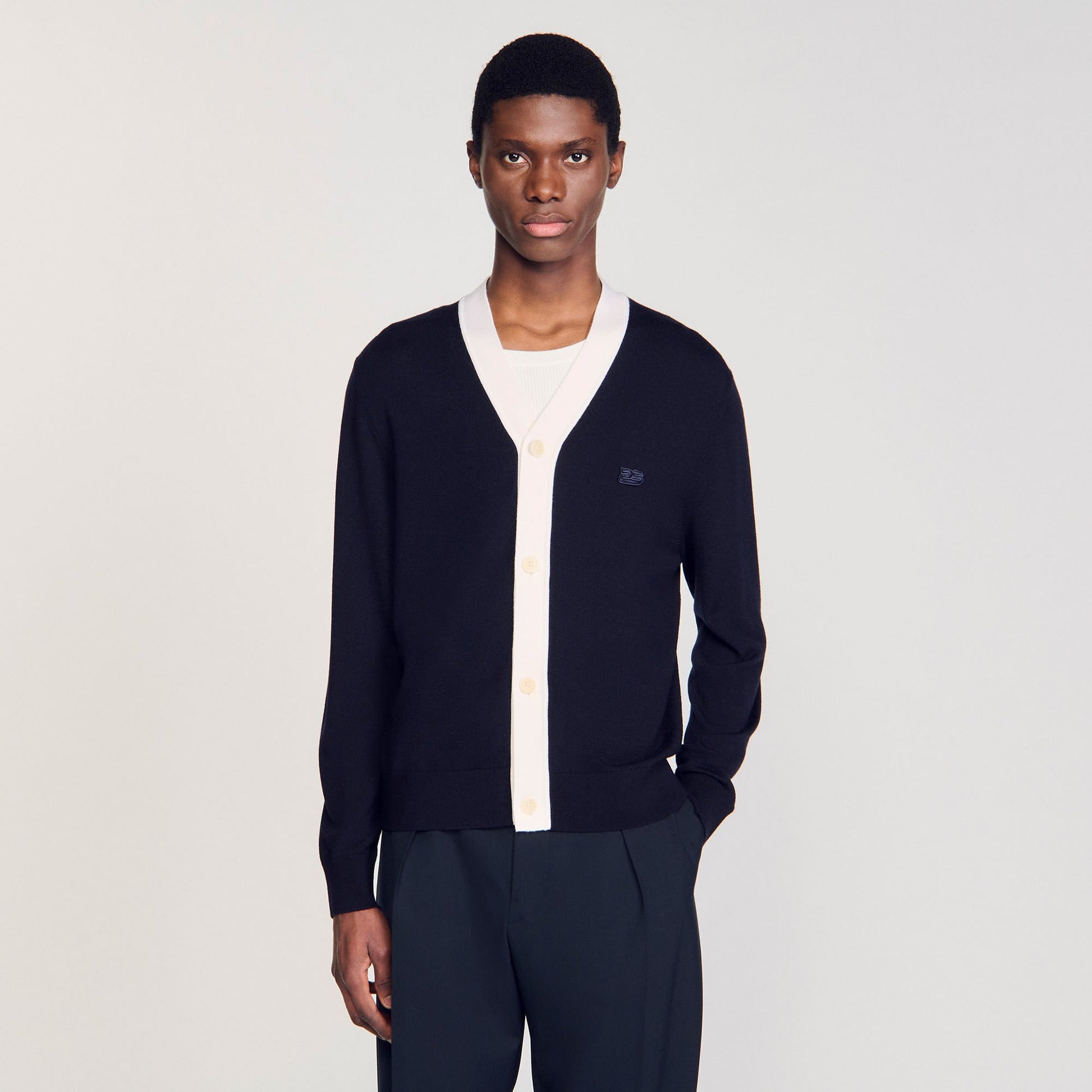 Sandro Cardigan with patches Navy Blue