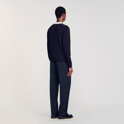 Sandro Cardigan with patches Navy Blue