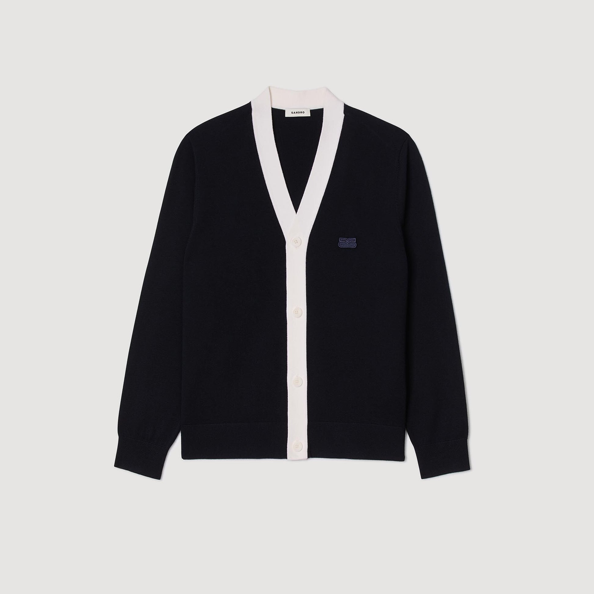 Sandro Cardigan with patches Navy Blue